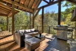 Creekside Bend - Seating around outdoor fireplace